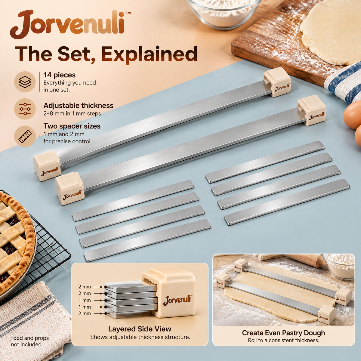 Jorvenuli™ Adjustable Pastry Thickness Guides