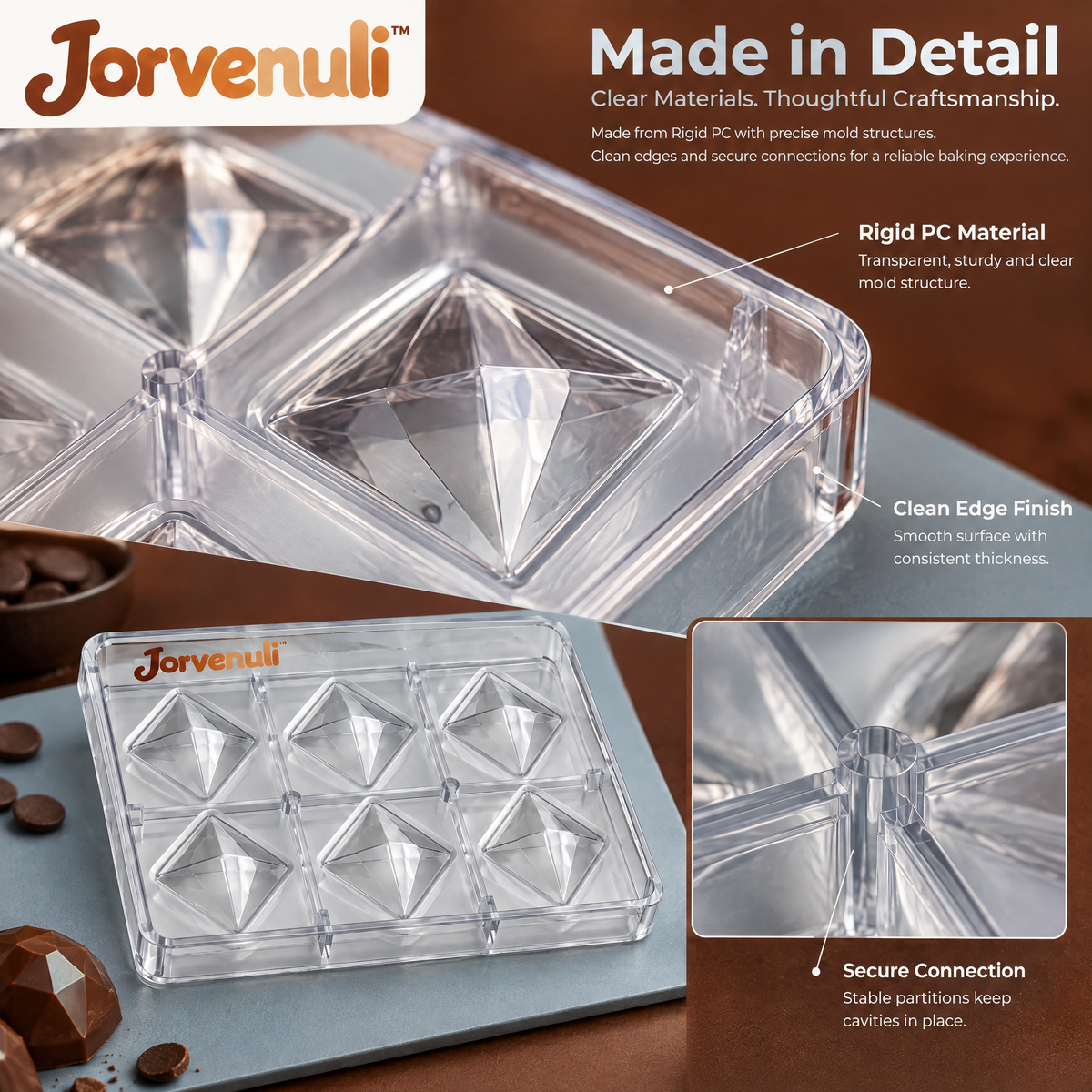 Jorvenuli™ 3D Geometric Chocolate Molds
