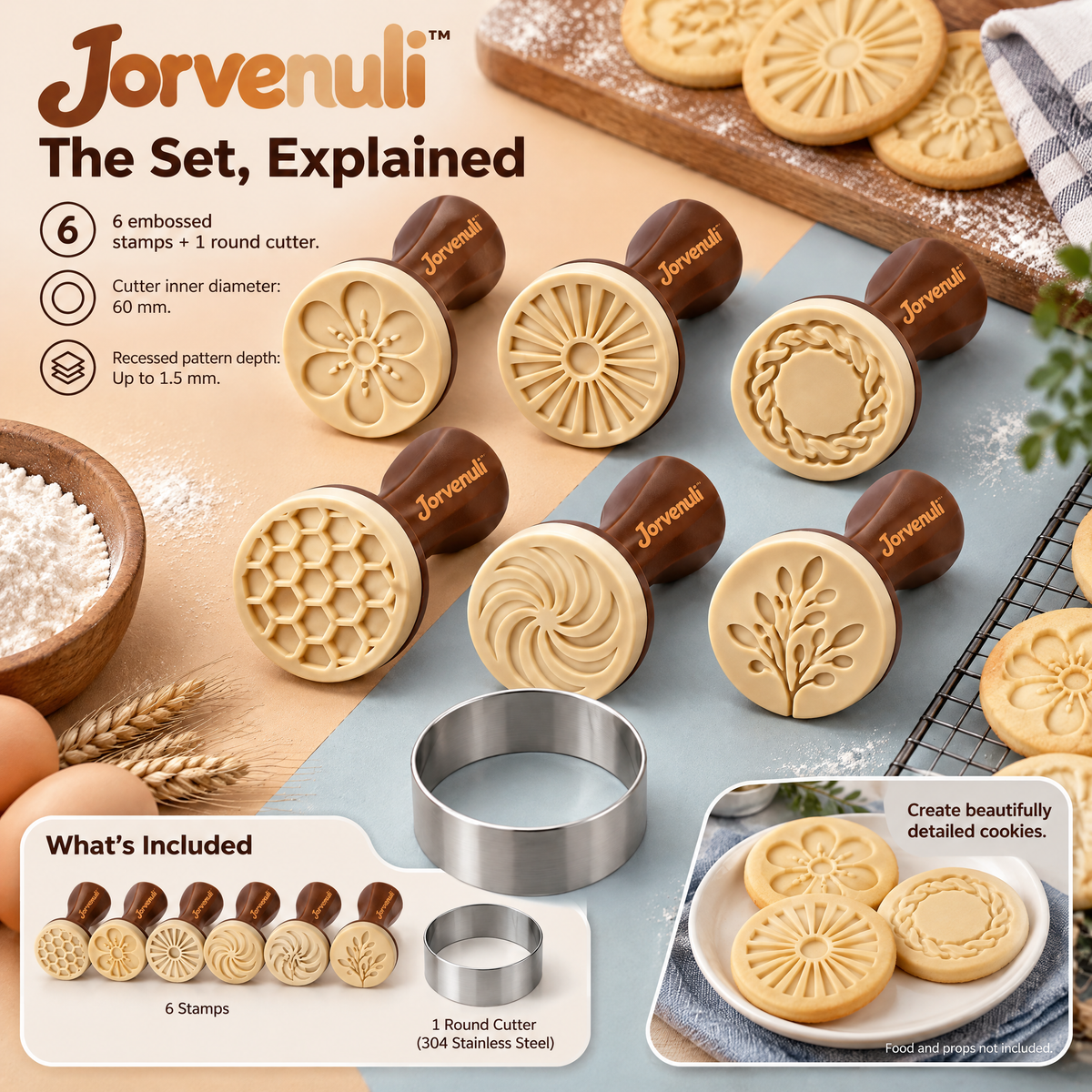 Jorvenuli™ Embossed Cookie Stamp Set